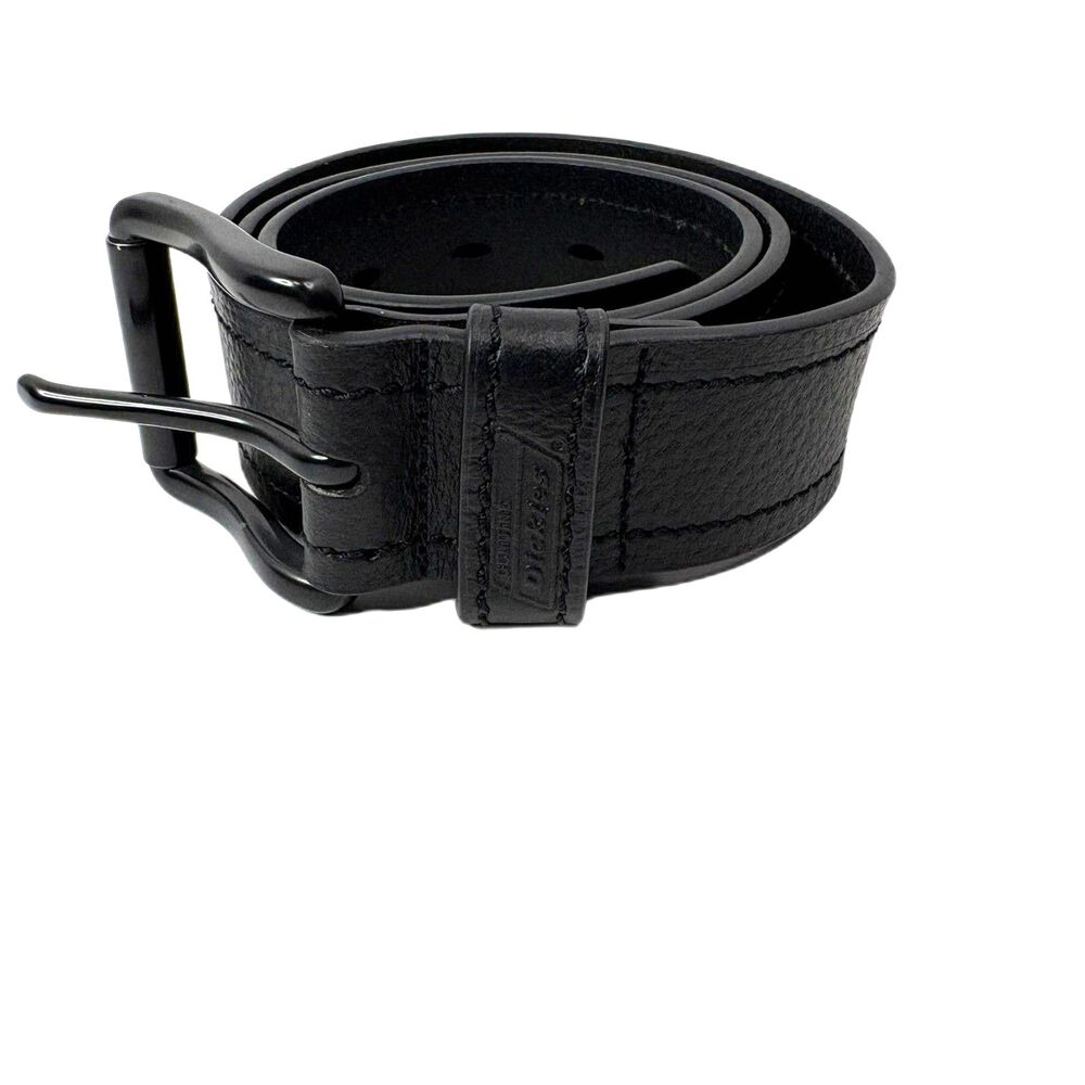 Dickies Men's Black Genuine Leather Casual Work Belt w/Black Hardware Size 32/80